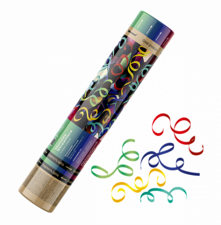 Хлопушка пневматическая 30см, серпантин (разноцветный)